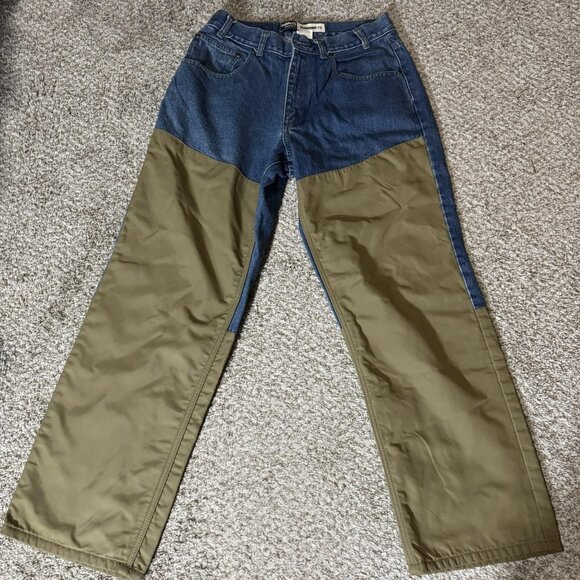 Guide Series Pants Mens 32x30 Blue Denim Green Nylon Overlay Relaxed Fit Hunting - Picture 1 of 7